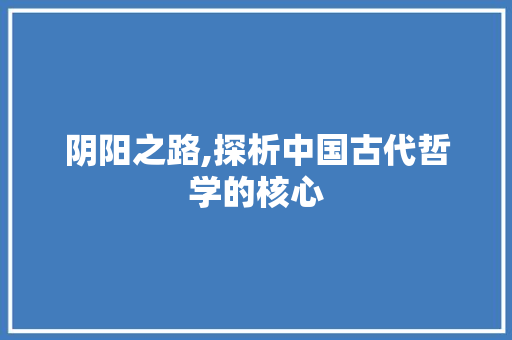 阴阳之路,探析中国古代哲学的核心