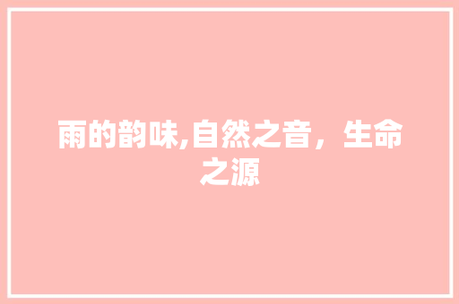 雨的韵味,自然之音，生命之源