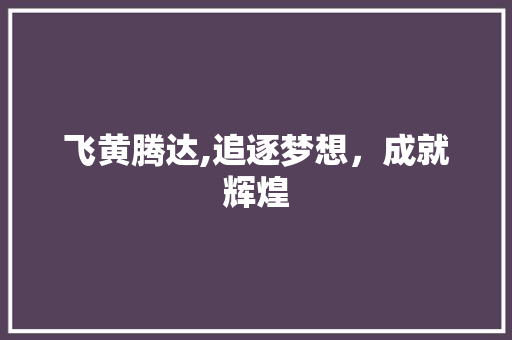 飞黄腾达,追逐梦想，成就辉煌