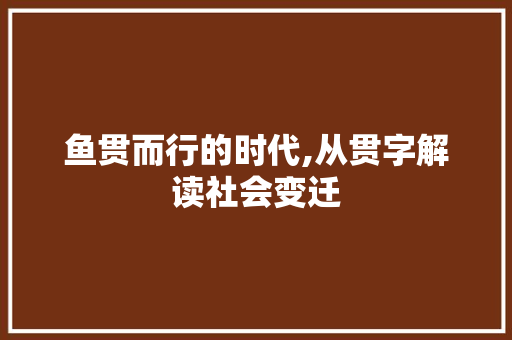 鱼贯而行的时代,从贯字解读社会变迁