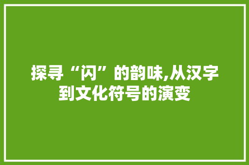 探寻“闪”的韵味,从汉字到文化符号的演变 采访稿