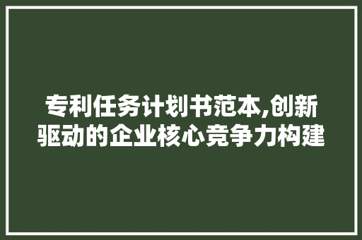专利任务计划书范本,创新驱动的企业核心竞争力构建步骤