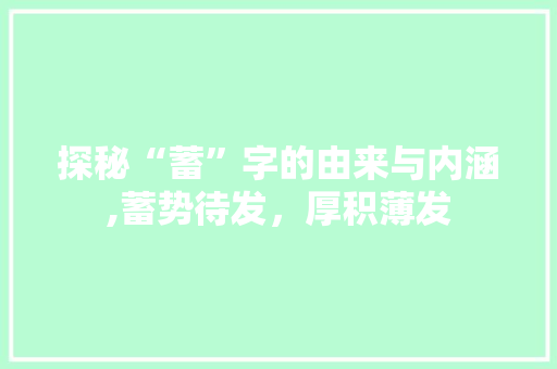 探秘“蓄”字的由来与内涵,蓄势待发，厚积薄发