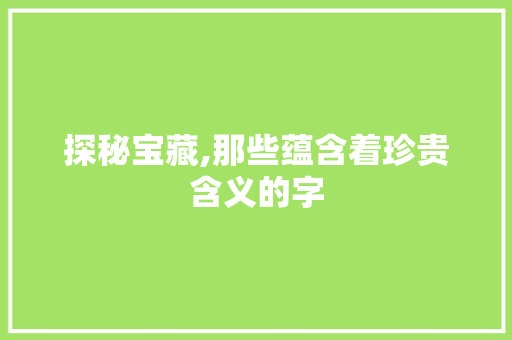探秘宝藏,那些蕴含着珍贵含义的字
