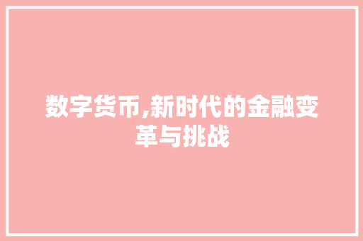 数字货币,新时代的金融变革与挑战