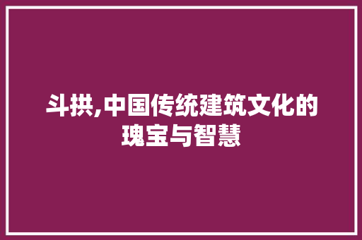 斗拱,中国传统建筑文化的瑰宝与智慧
