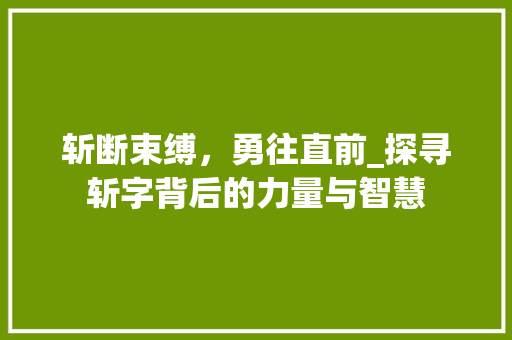 斩断束缚，勇往直前_探寻斩字背后的力量与智慧