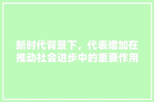 新时代背景下，代表增加在推动社会进步中的重要作用