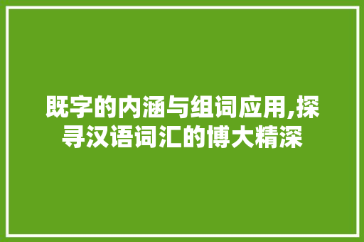 既字的内涵与组词应用,探寻汉语词汇的博大精深