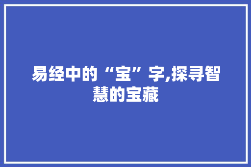 易经中的“宝”字,探寻智慧的宝藏