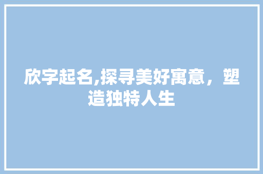 欣字起名,探寻美好寓意，塑造独特人生