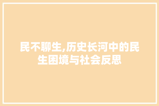 民不聊生,历史长河中的民生困境与社会反思