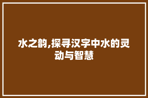 水之韵,探寻汉字中水的灵动与智慧