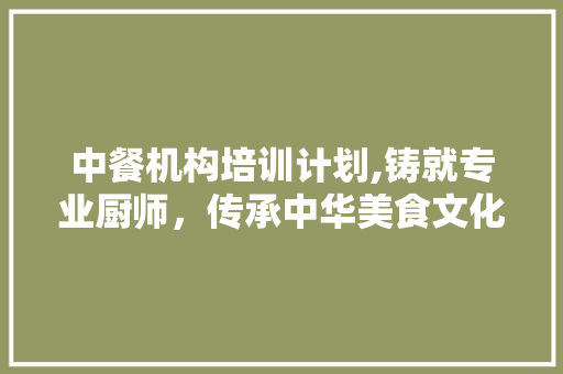 中餐机构培训计划,铸就专业厨师，传承中华美食文化