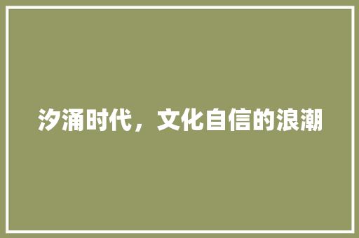 汐涌时代，文化自信的浪潮