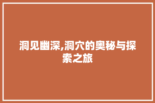 洞见幽深,洞穴的奥秘与探索之旅
