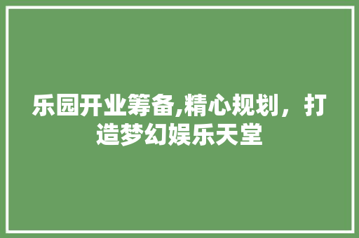 乐园开业筹备,精心规划，打造梦幻娱乐天堂