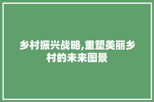 乡村振兴战略,重塑美丽乡村的未来图景