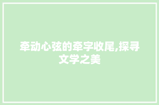 牵动心弦的牵字收尾,探寻文学之美