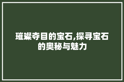 璀璨夺目的宝石,探寻宝石的奥秘与魅力