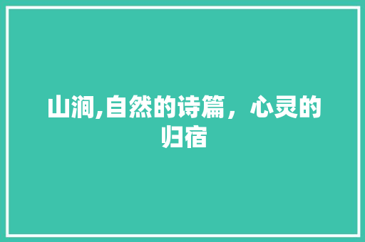 山涧,自然的诗篇，心灵的归宿 商业文稿