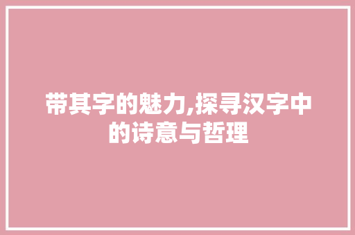 带其字的魅力,探寻汉字中的诗意与哲理