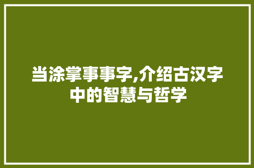 当涂掌事事字,介绍古汉字中的智慧与哲学