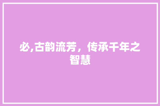 必,古韵流芳，传承千年之智慧 工作类
