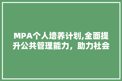 MPA个人培养计划,全面提升公共管理能力，助力社会主义现代化建设