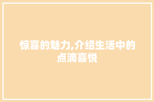 惊喜的魅力,介绍生活中的点滴喜悦
