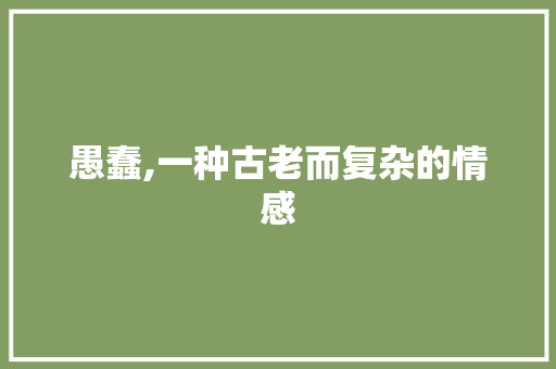 愚蠢,一种古老而复杂的情感