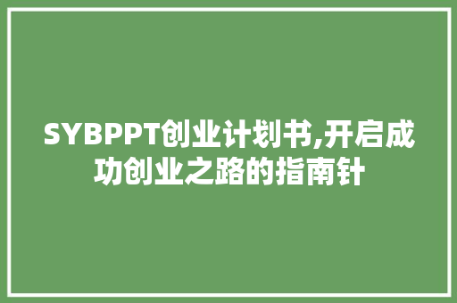 SYBPPT创业计划书,开启成功创业之路的指南针