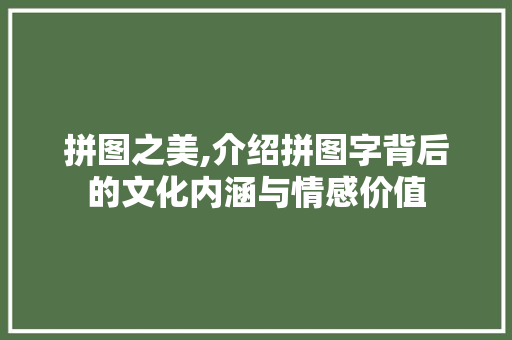 拼图之美,介绍拼图字背后的文化内涵与情感价值