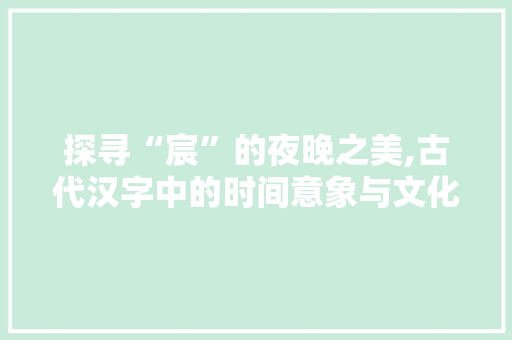探寻“宸”的夜晚之美,古代汉字中的时间意象与文化内涵 采访稿