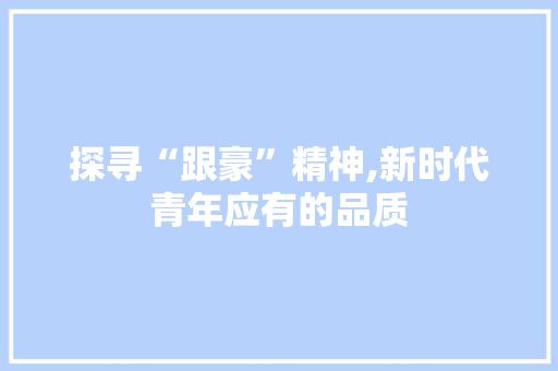探寻“跟豪”精神,新时代青年应有的品质