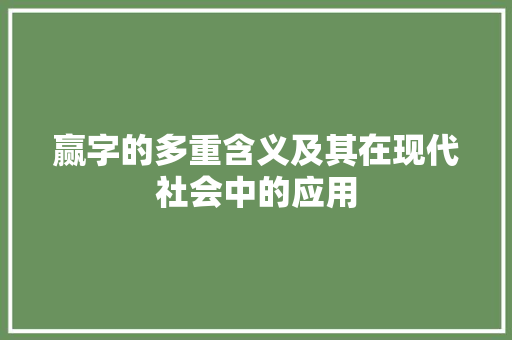 赢字的多重含义及其在现代社会中的应用