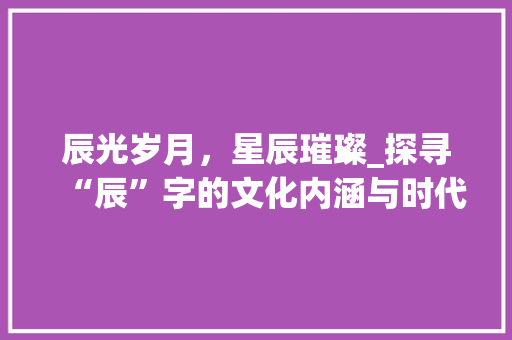 辰光岁月，星辰璀璨_探寻“辰”字的文化内涵与时代价值