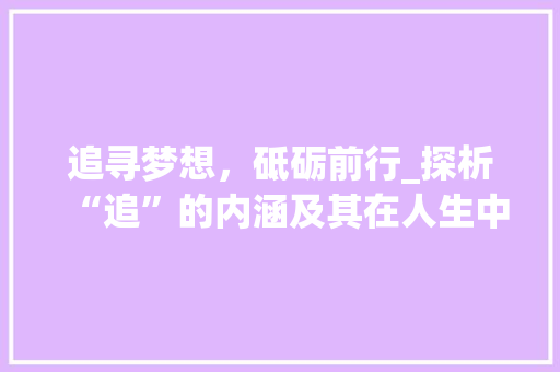 追寻梦想，砥砺前行_探析“追”的内涵及其在人生中的应用