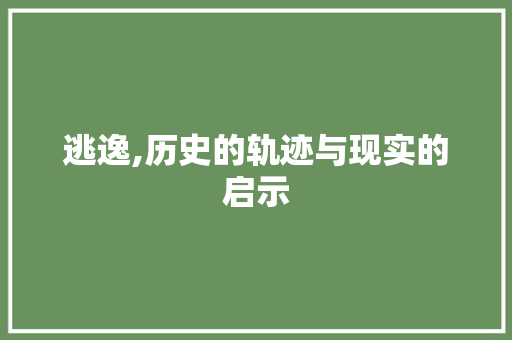 逃逸,历史的轨迹与现实的启示
