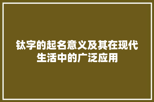 钛字的起名意义及其在现代生活中的广泛应用 工作总结