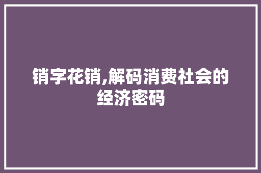 销字花销,解码消费社会的经济密码