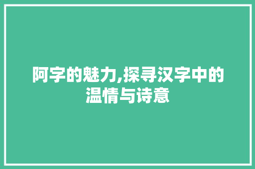 阿字的魅力,探寻汉字中的温情与诗意