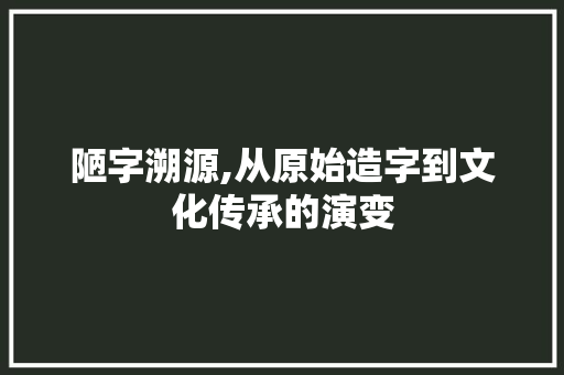 陋字溯源,从原始造字到文化传承的演变