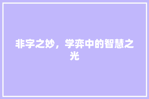 非字之妙，学弈中的智慧之光