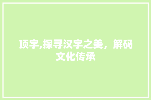 顶字,探寻汉字之美，解码文化传承