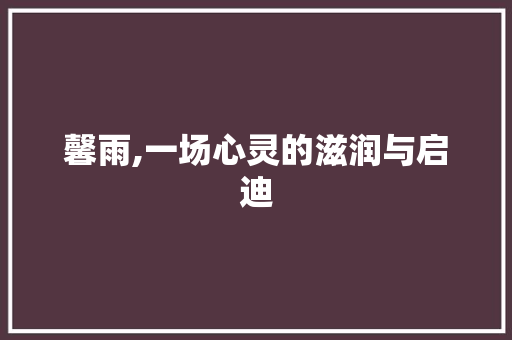 馨雨,一场心灵的滋润与启迪