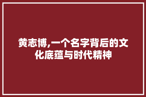 黄志博,一个名字背后的文化底蕴与时代精神
