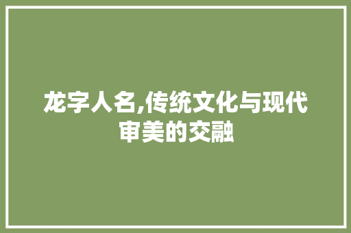 龙字人名,传统文化与现代审美的交融