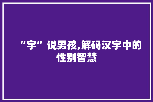 “字”说男孩,解码汉字中的性别智慧
