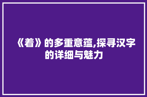 《着》的多重意蕴,探寻汉字的详细与魅力